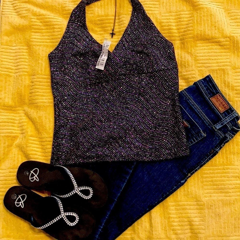 Eye Candy NWT multi colored sparkly halter top
